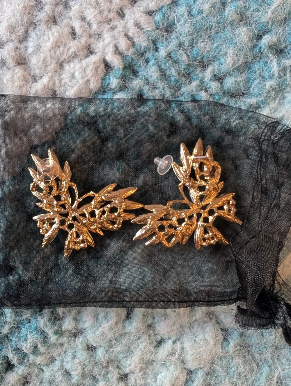 Iridescent‎ Crystal Butterfly  Earrings - Pink Gold Accent